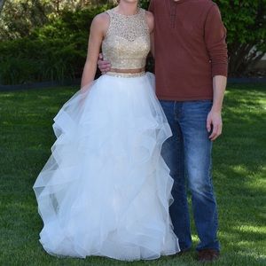 White & Gold Prom Dress
